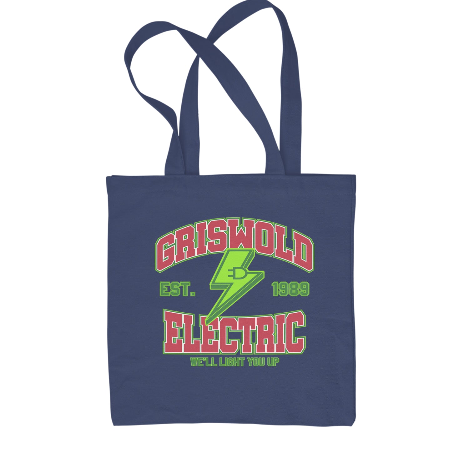 Griswold Electric We'll Light You Up Shopping Tote Bag Navy Blue