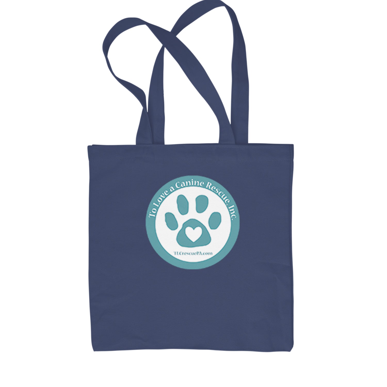 TLC To Love a Canine Dog Rescue Teal Shopping Tote Bag Navy Blue