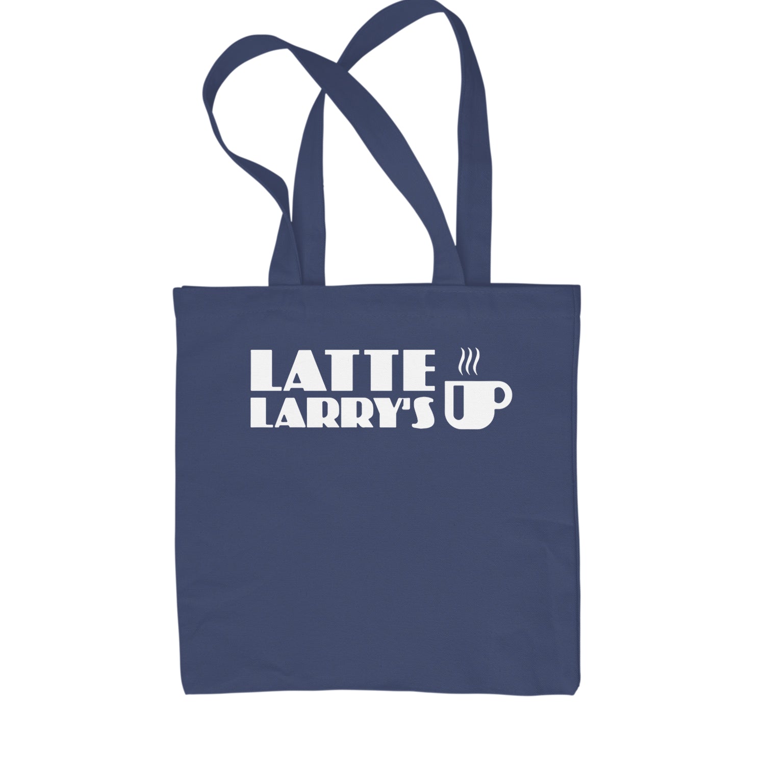 Latte Larry's Enthusiastic Coffee Shopping Tote Bag Navy Blue