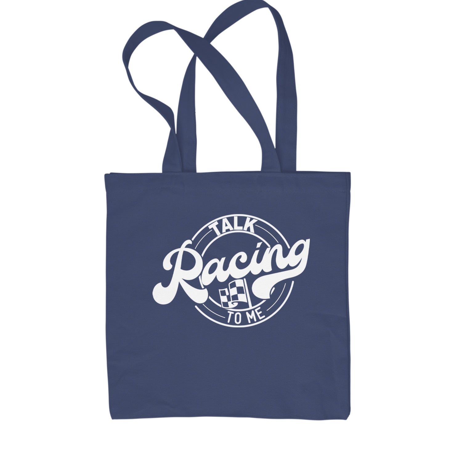 Talk Racing To Me Shopping Tote Bag Navy Blue