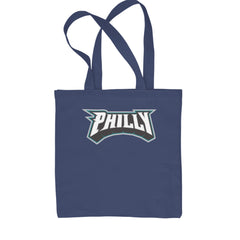 Philly Bold Block Throwback Shopping Tote Bag Navy Blue