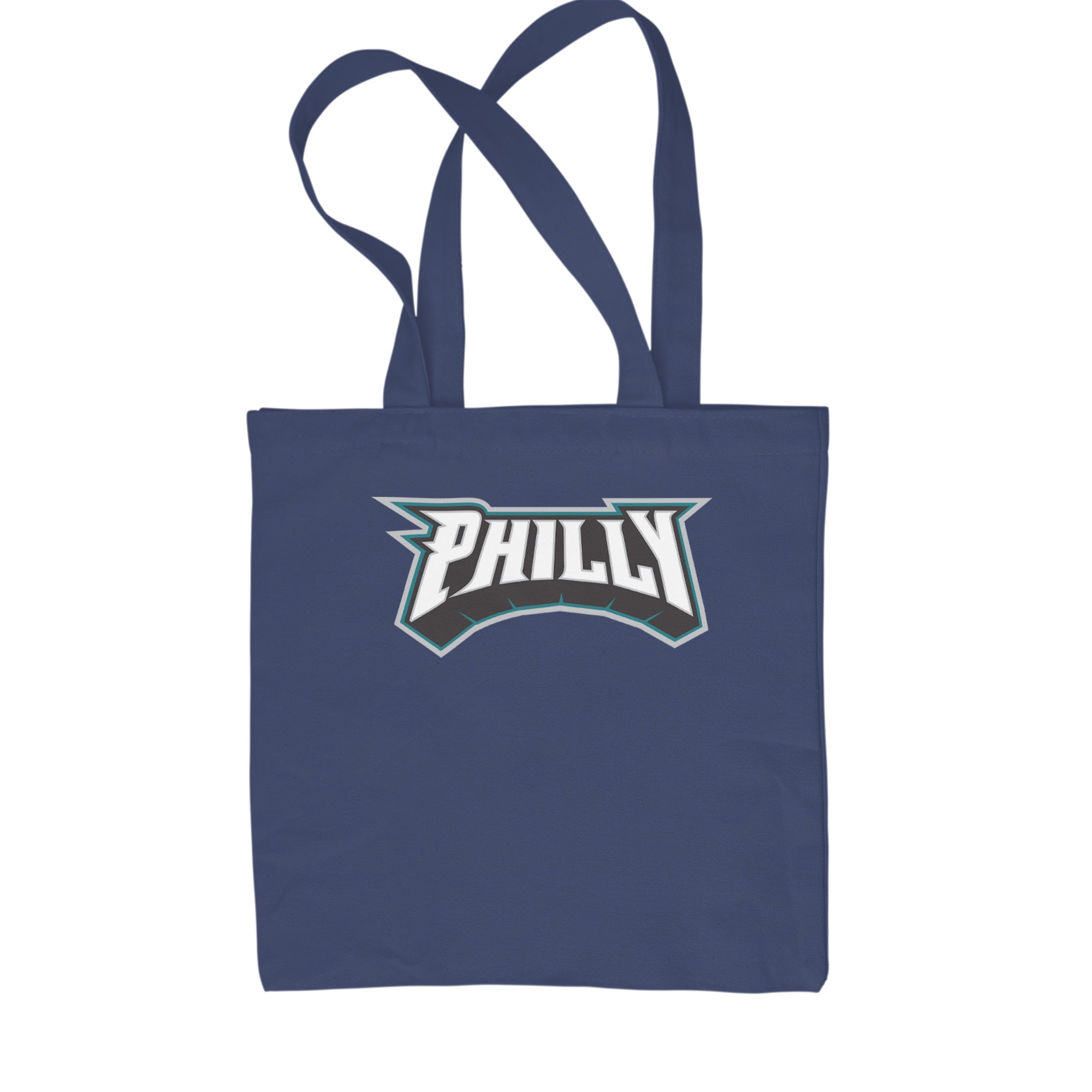 Philly Bold Block Throwback Shopping Tote Bag Navy Blue