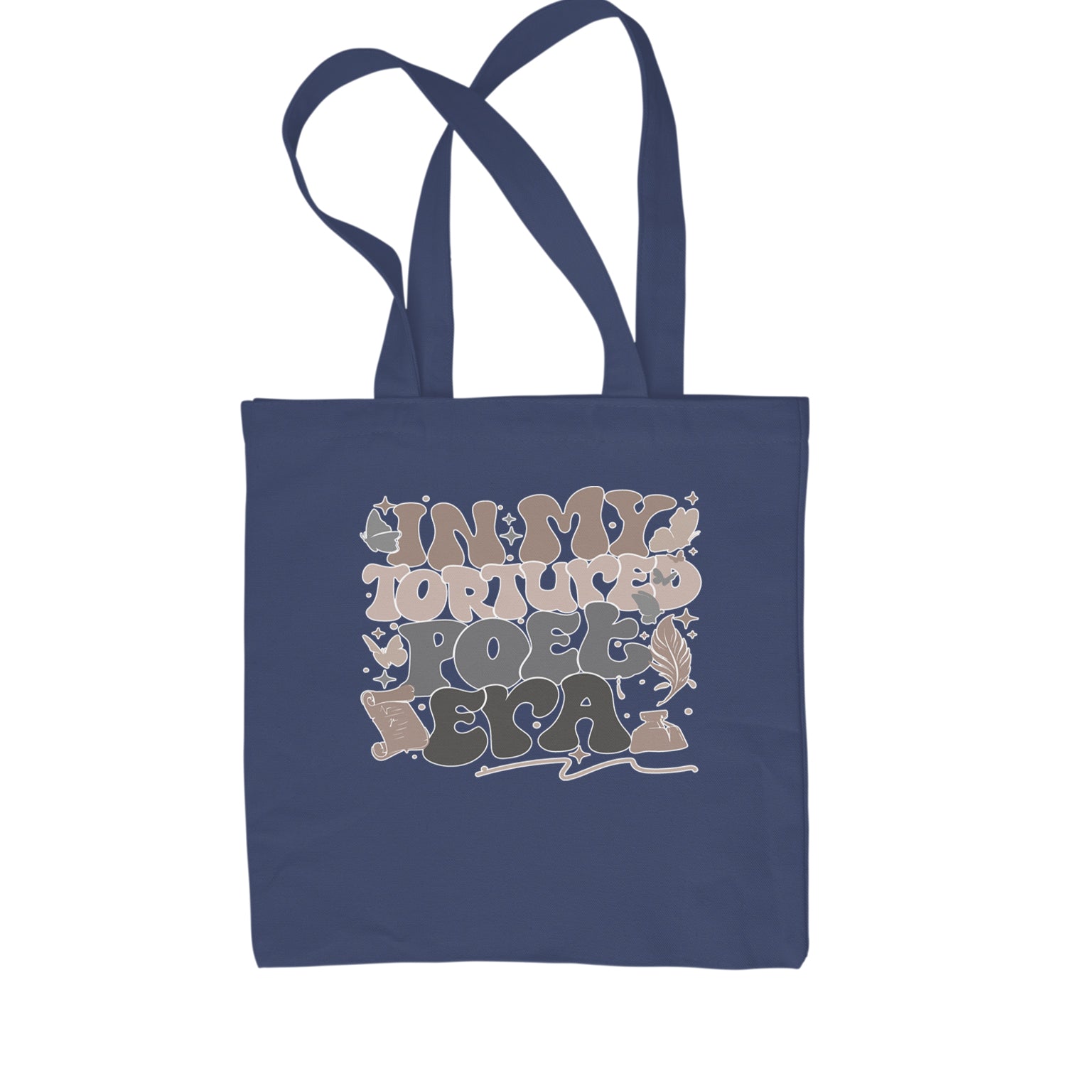 In My Tortured Poet Era TTPD Music Shopping Tote Bag Navy Blue