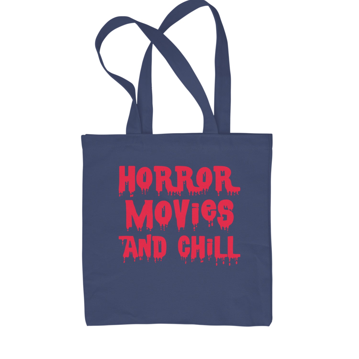 Horror Movies and Chill Shopping Tote Bag Navy Blue