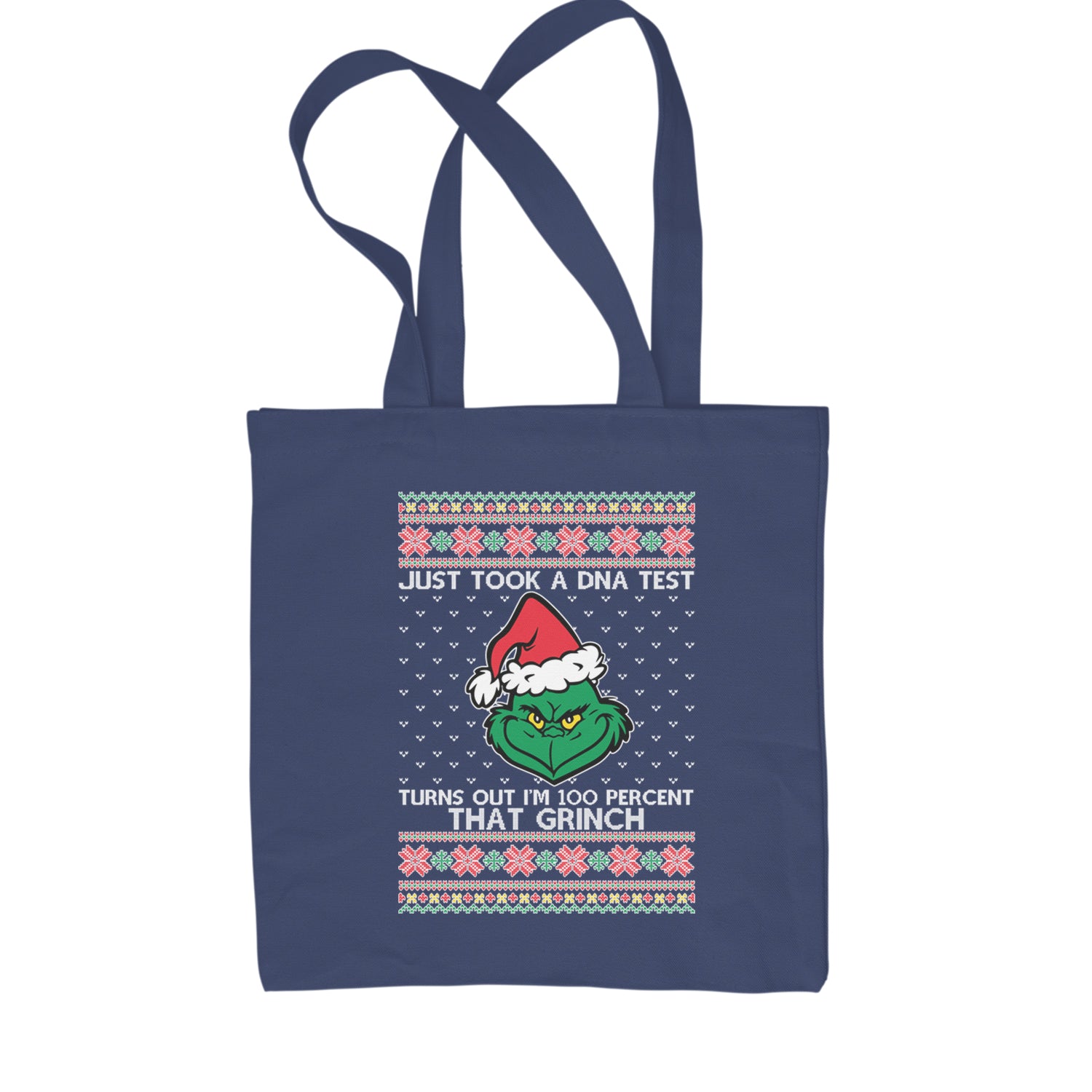 One Hundred Percent That Gr-nch Ugly Christmas Shopping Tote Bag Navy Blue