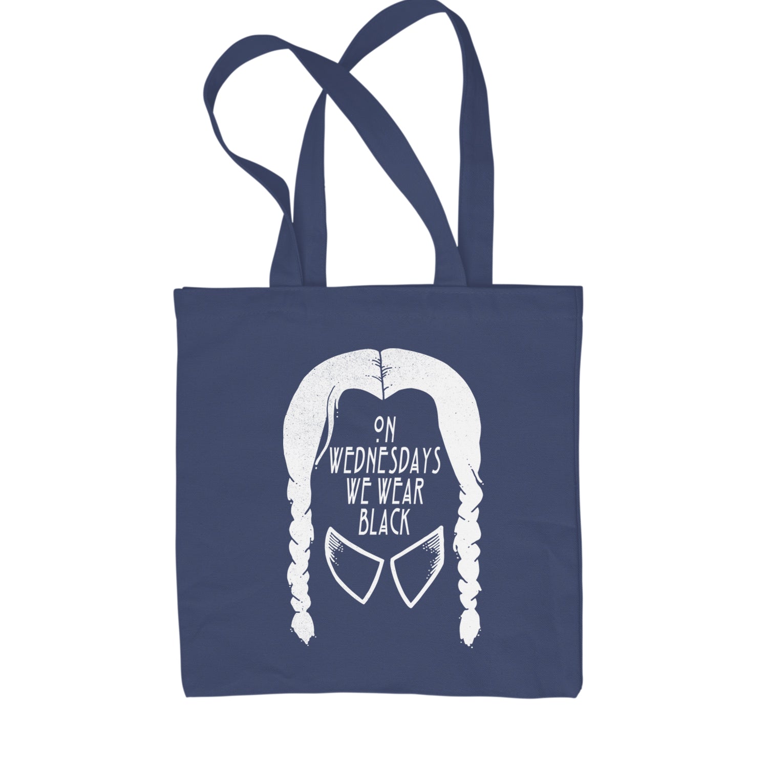 On Wednesdays, We Wear Black Shopping Tote Bag Navy Blue