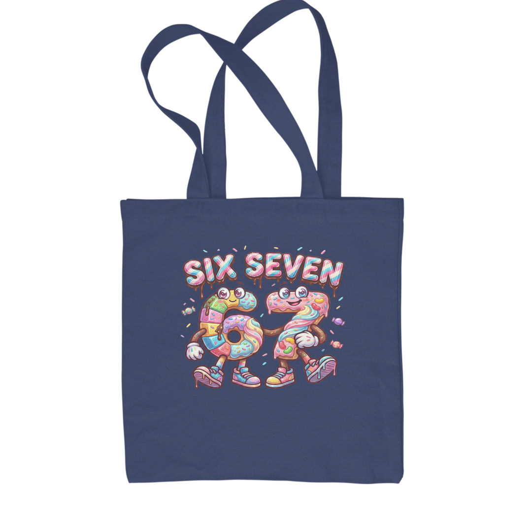 67 Candy Swirl Meme Shopping Tote Bag Navy Blue