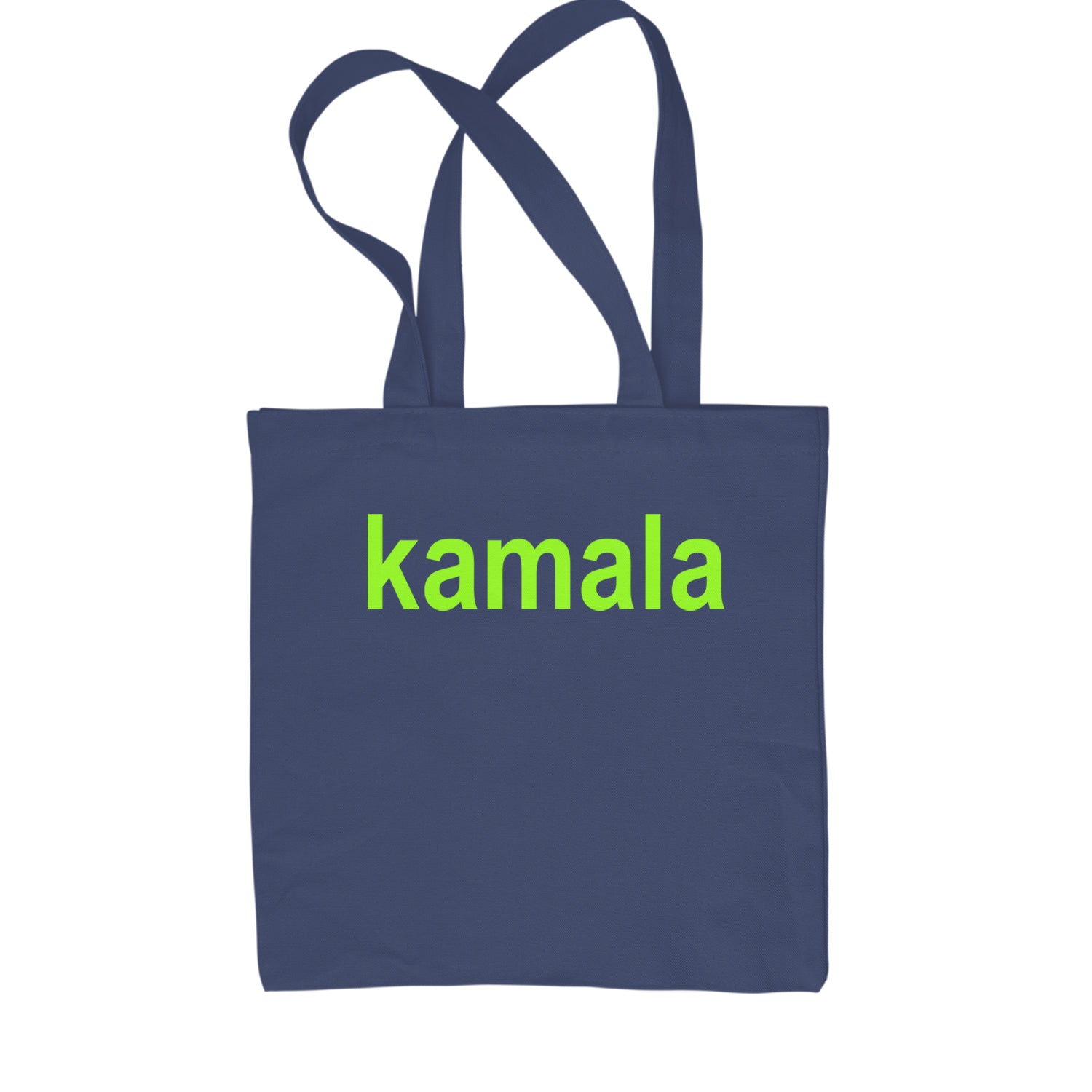 Kamala Bright Green Brat Coconut Tree Shopping Tote Bag Navy Blue