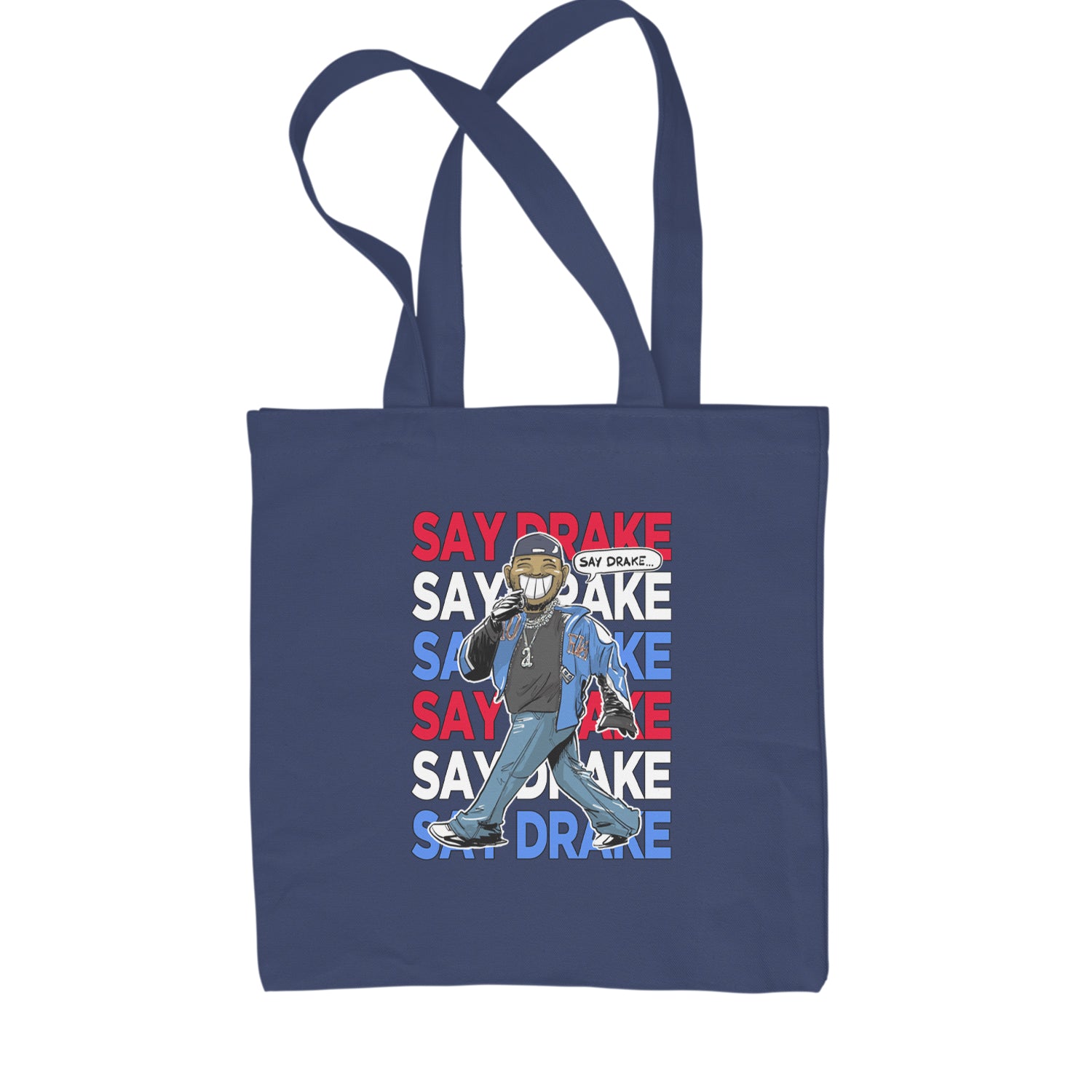 Say Drake Smiling Meme Mustard Shopping Tote Bag Navy Blue