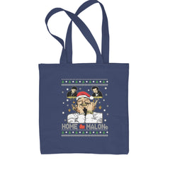 Home Malone Ugly Christmas Shopping Tote Bag Navy Blue