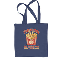 French Fries Are Finger Food IYKYK Shopping Tote Bag Navy Blue