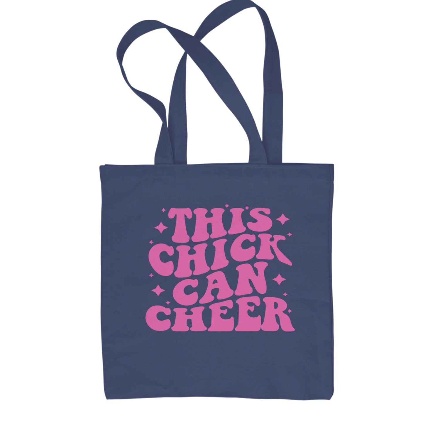 This Chick Can Cheer Shopping Tote Bag Navy Blue