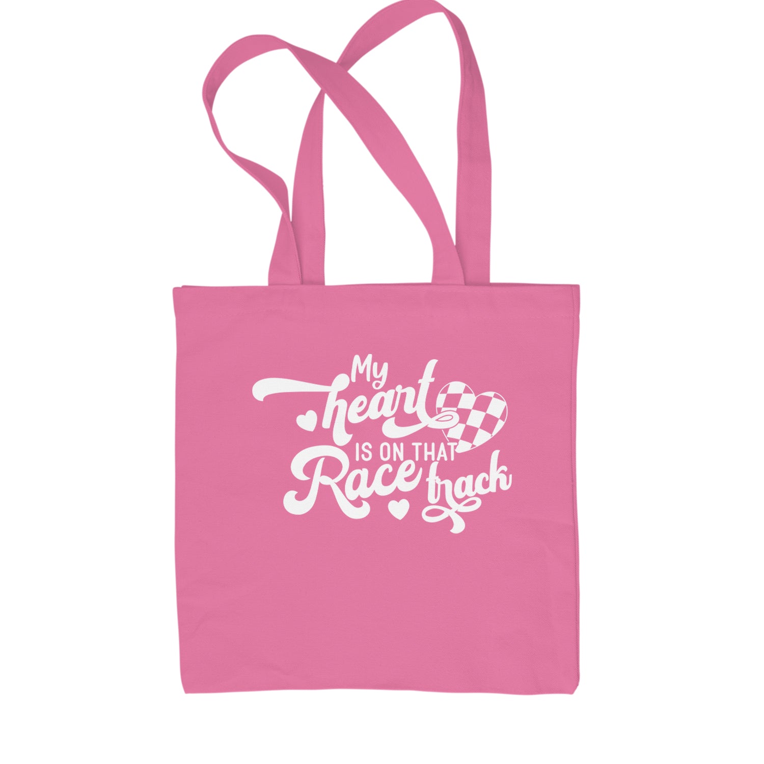 My Heart Is On That Race Track Shopping Tote Bag Pink