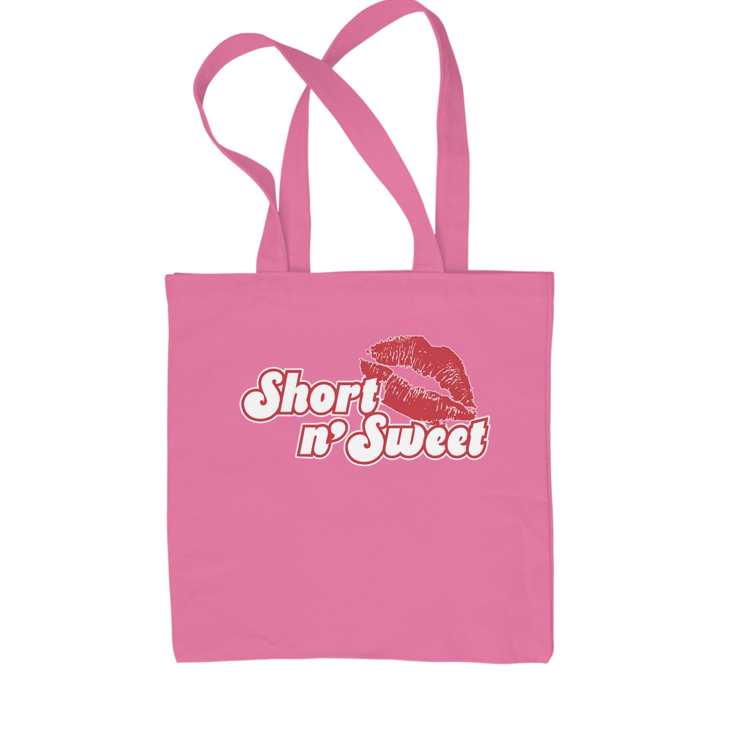 Short N' Sweet Red Lips Shopping Tote Bag Pink