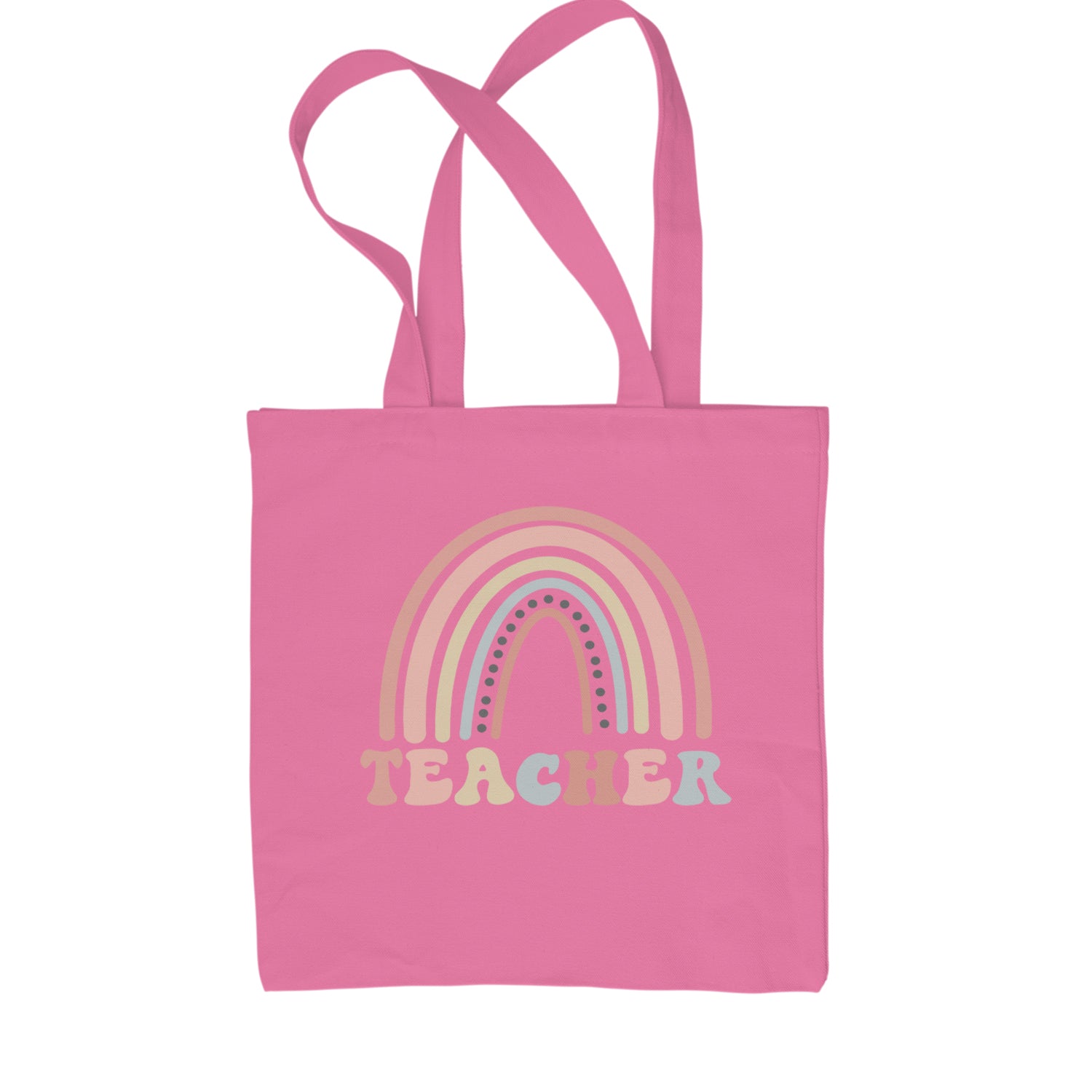 Teacher Pastel Rainbow Shopping Tote Bag Pink