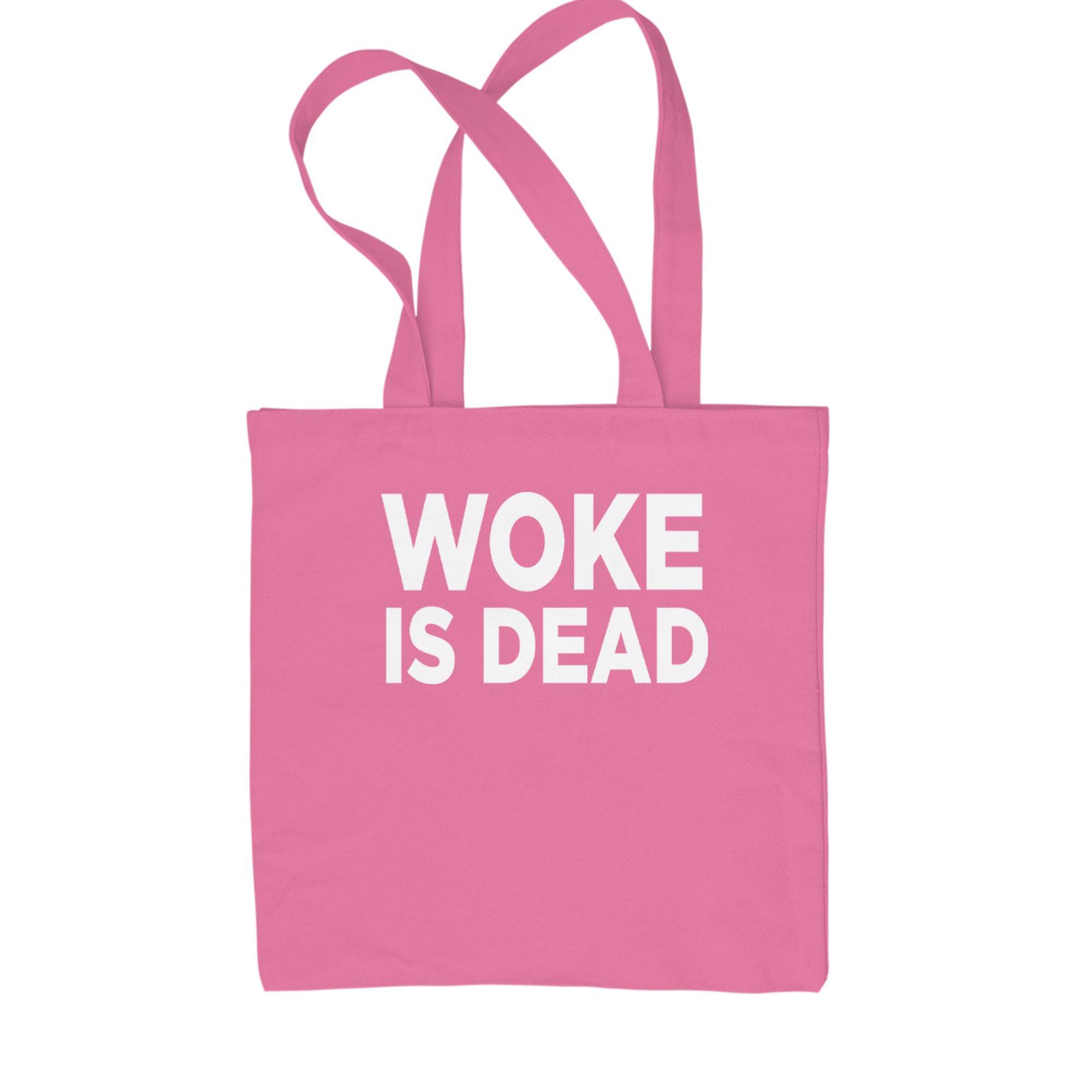 Woke Is Dead Satire Shopping Tote Bag Pink