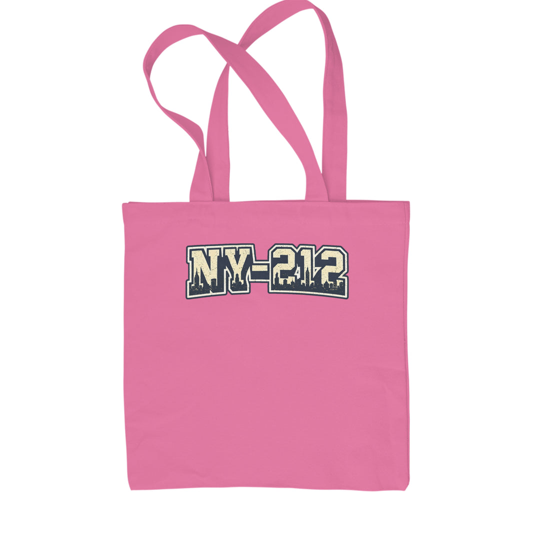 New York City 212 Area Code Skyline  Shopping Tote Bag Pink