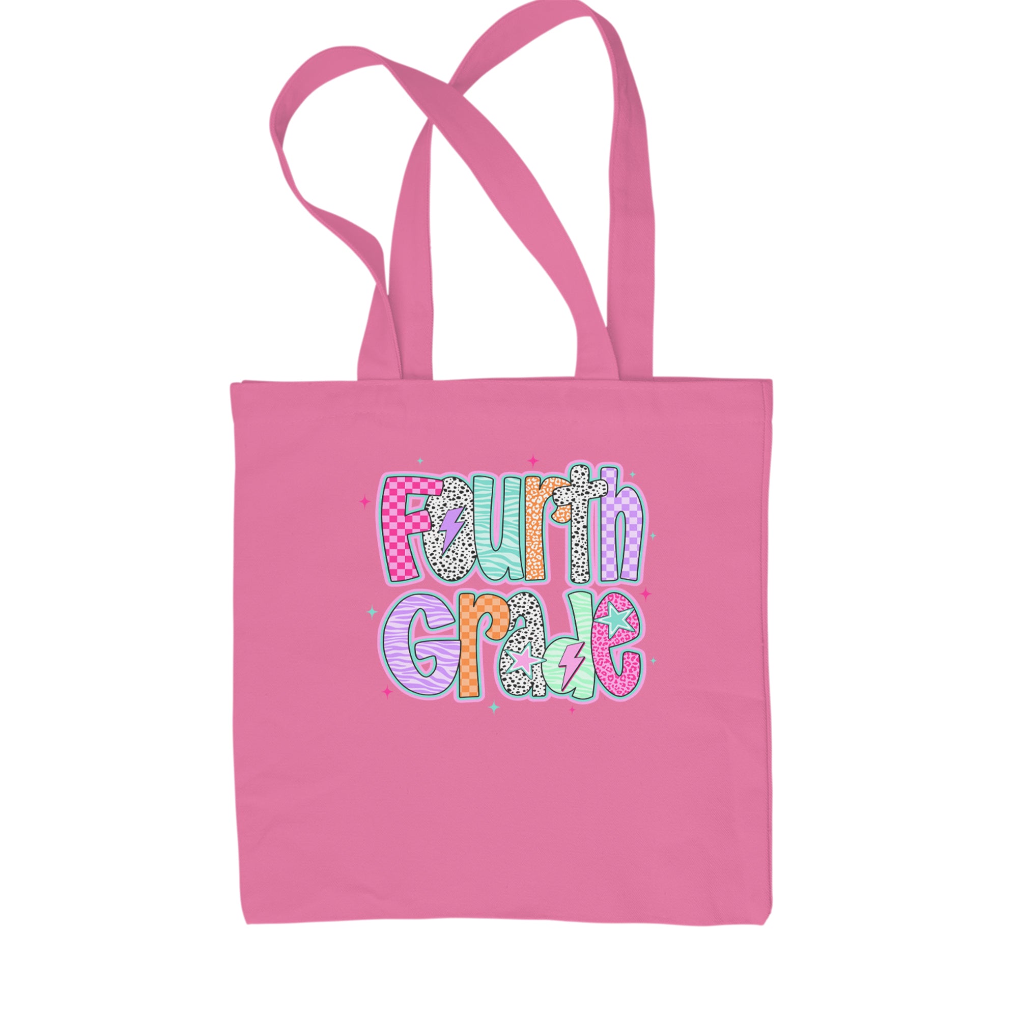Fourth Grade Fierce Colorful Back to School Shopping Tote Bag Pink