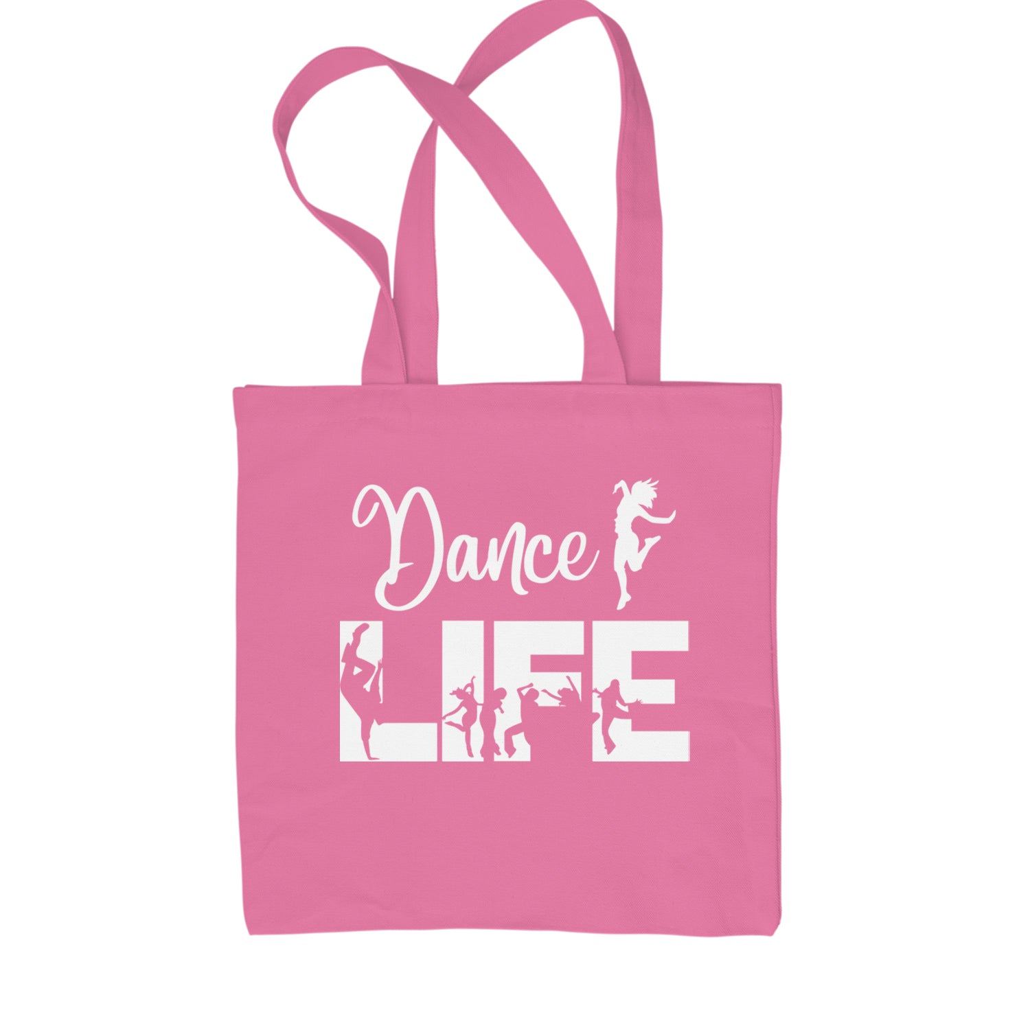 Dance Life Silhouette Dancers Shopping Tote Bag Pink