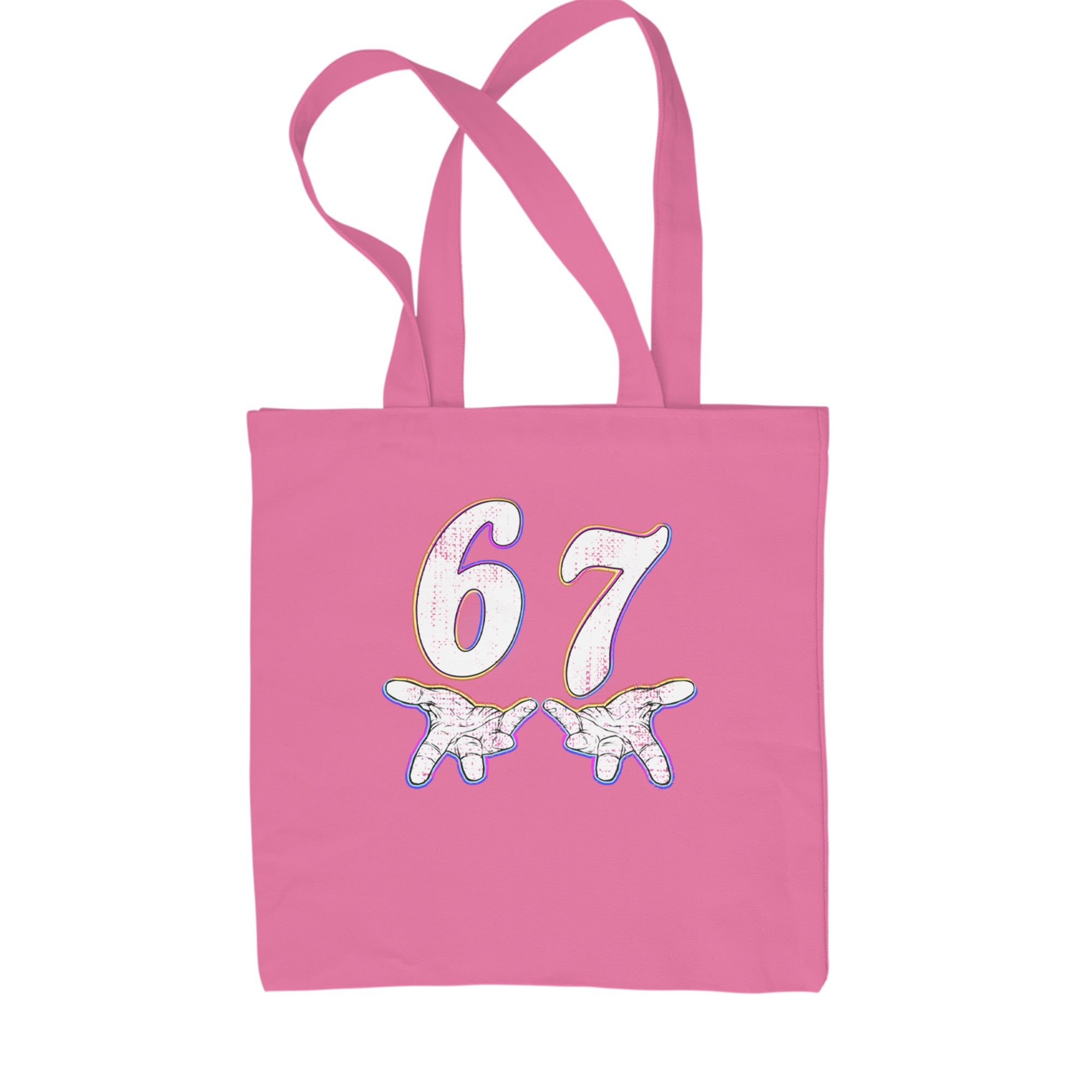 67 Hands Meme Viral Drill Shopping Tote Bag Pink