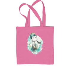 Mrs. Herpburn Iconic Watercolors Shopping Tote Bag Pink