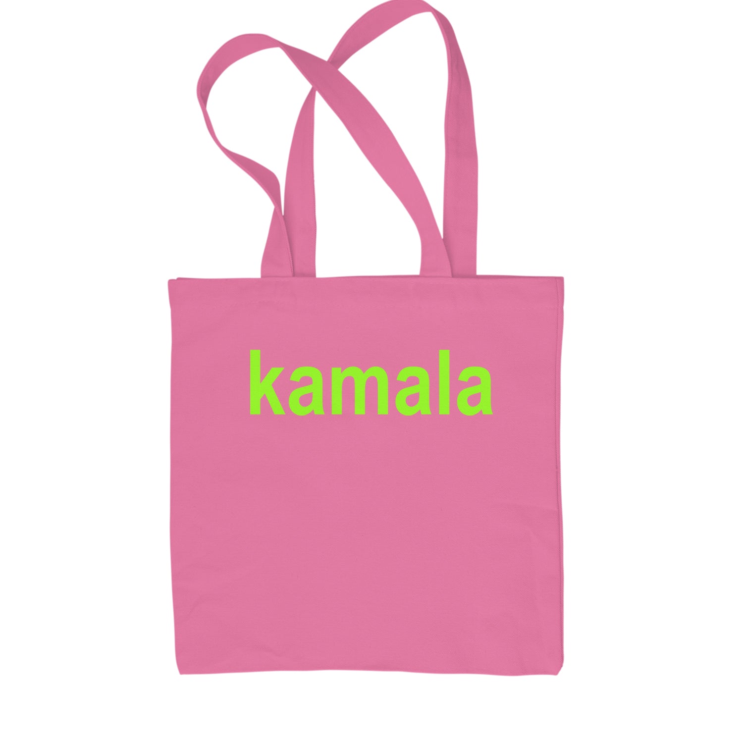 Kamala Bright Green Brat Coconut Tree Shopping Tote Bag Pink