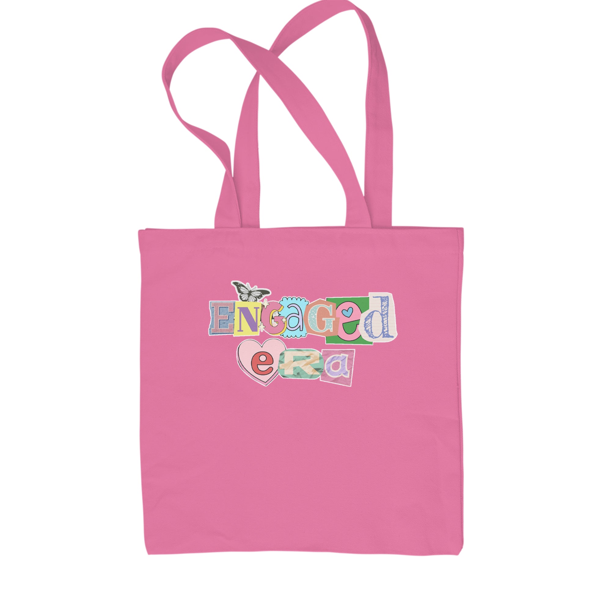 Engaged Era Aesthetic Retro Collage Design Shopping Tote Bag Pink