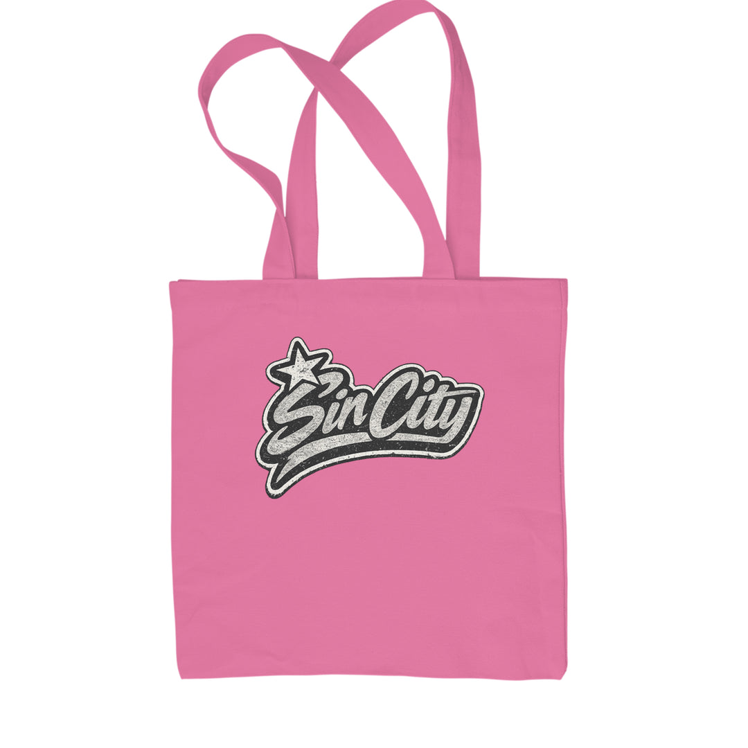 Sin City Vegas Retro Vintage Shopping Tote Bag Pink
