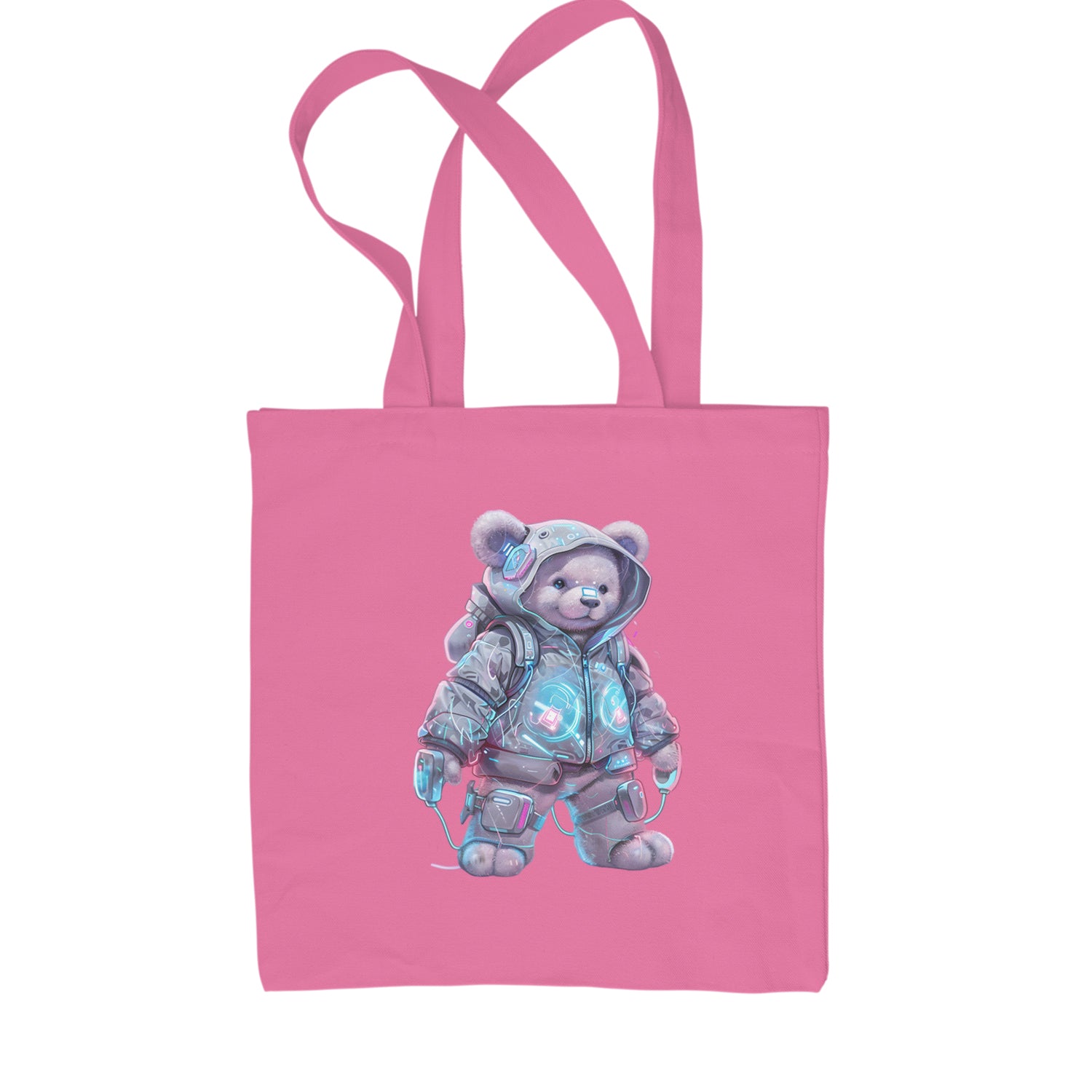 Cyberpunk Adventure Urban Graffiti Bear Shopping Tote Bag Pink