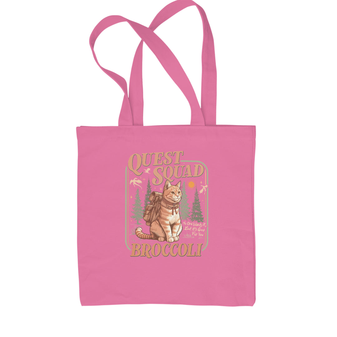 Quest Squad Broccoli Cat Fantasy Reader  Shopping Tote Bag Pink