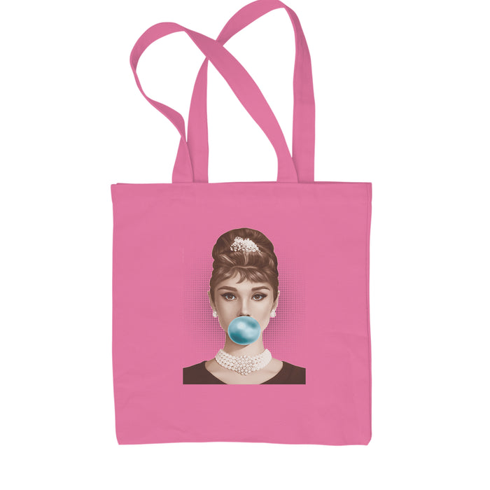 Audrey Hepburn Chewing Bubble Gum American Icon Shopping Tote Bag