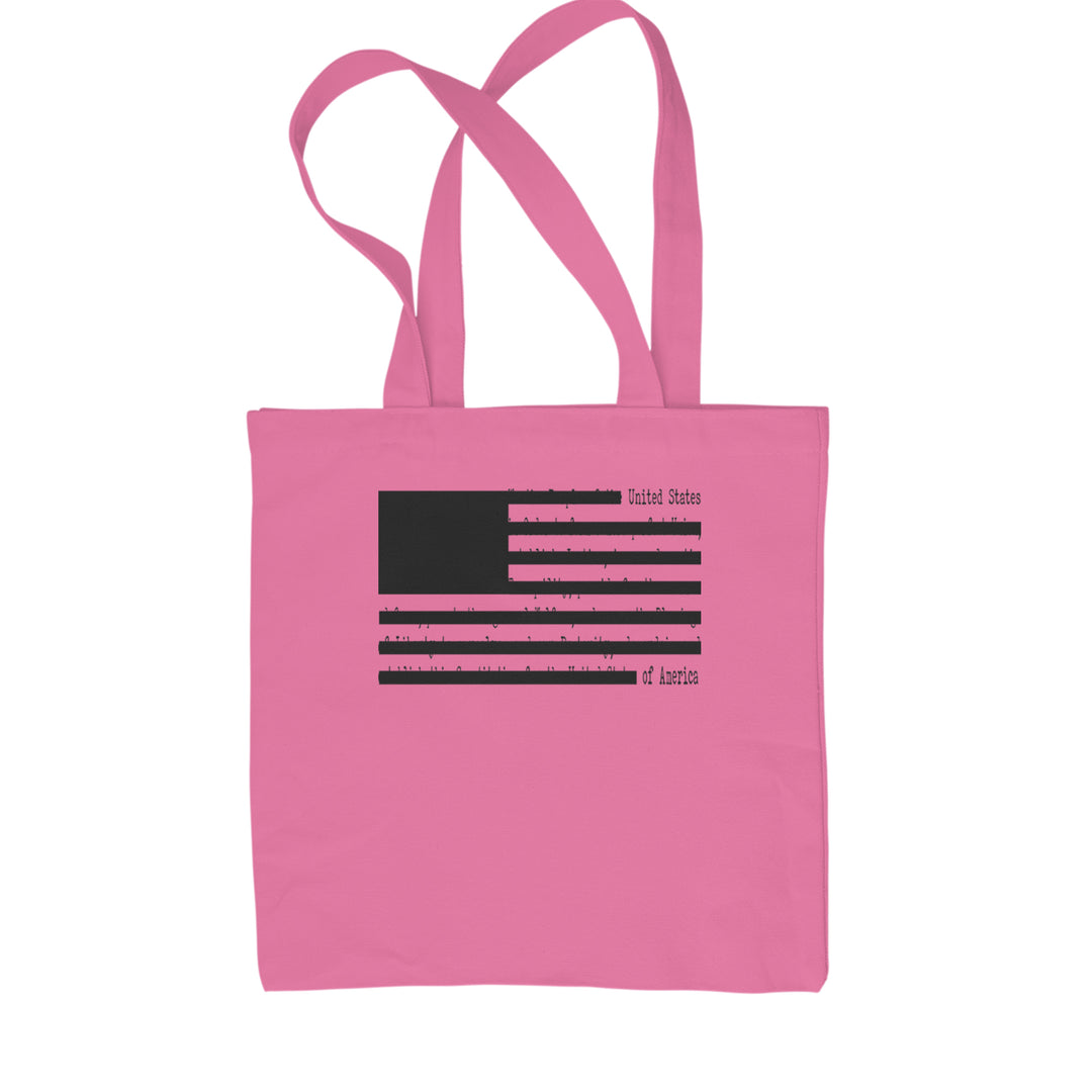 Redacted American Flag Shopping Tote Bag Pink