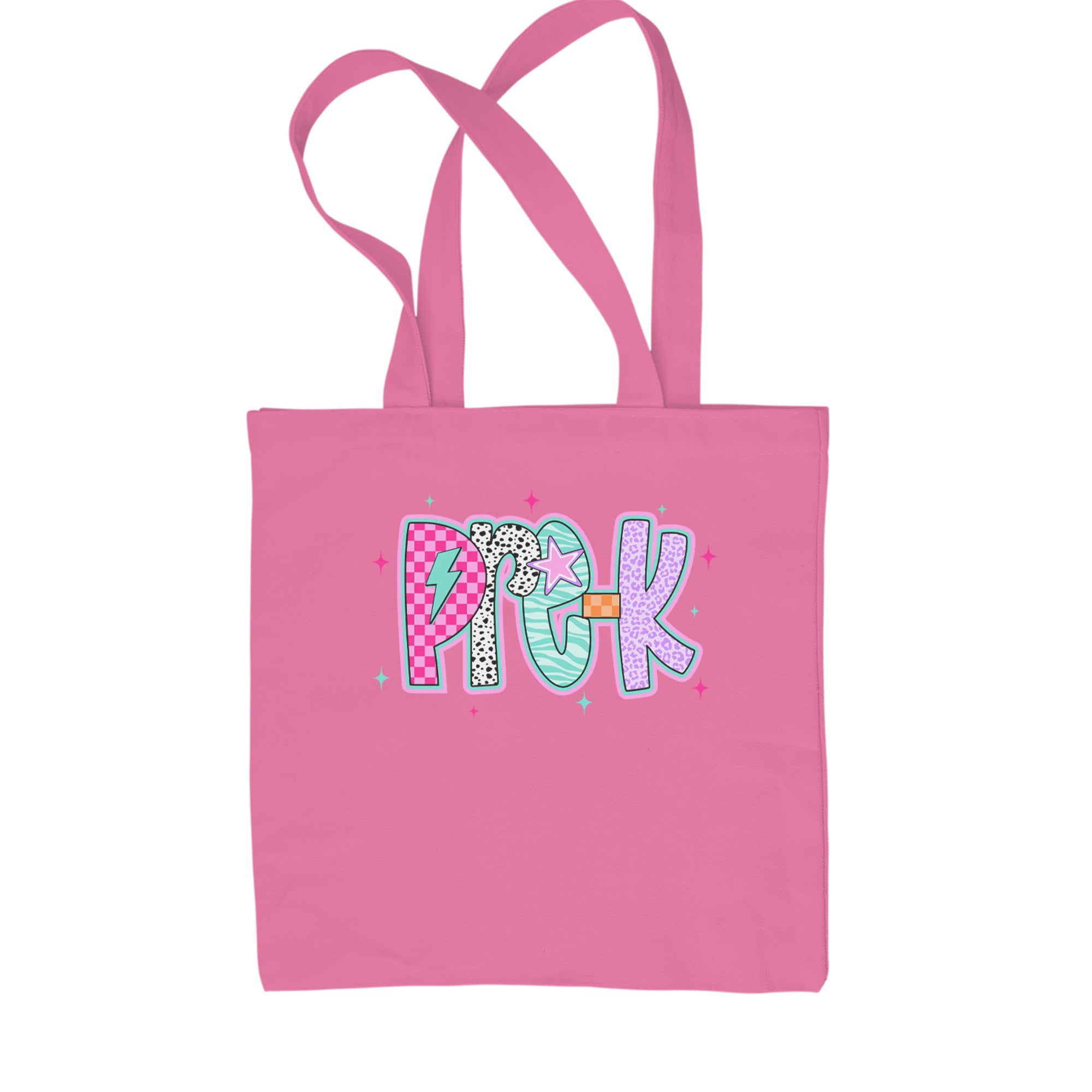 Pre-K Party Time Colorful Back to School Shopping Tote Bag Pink