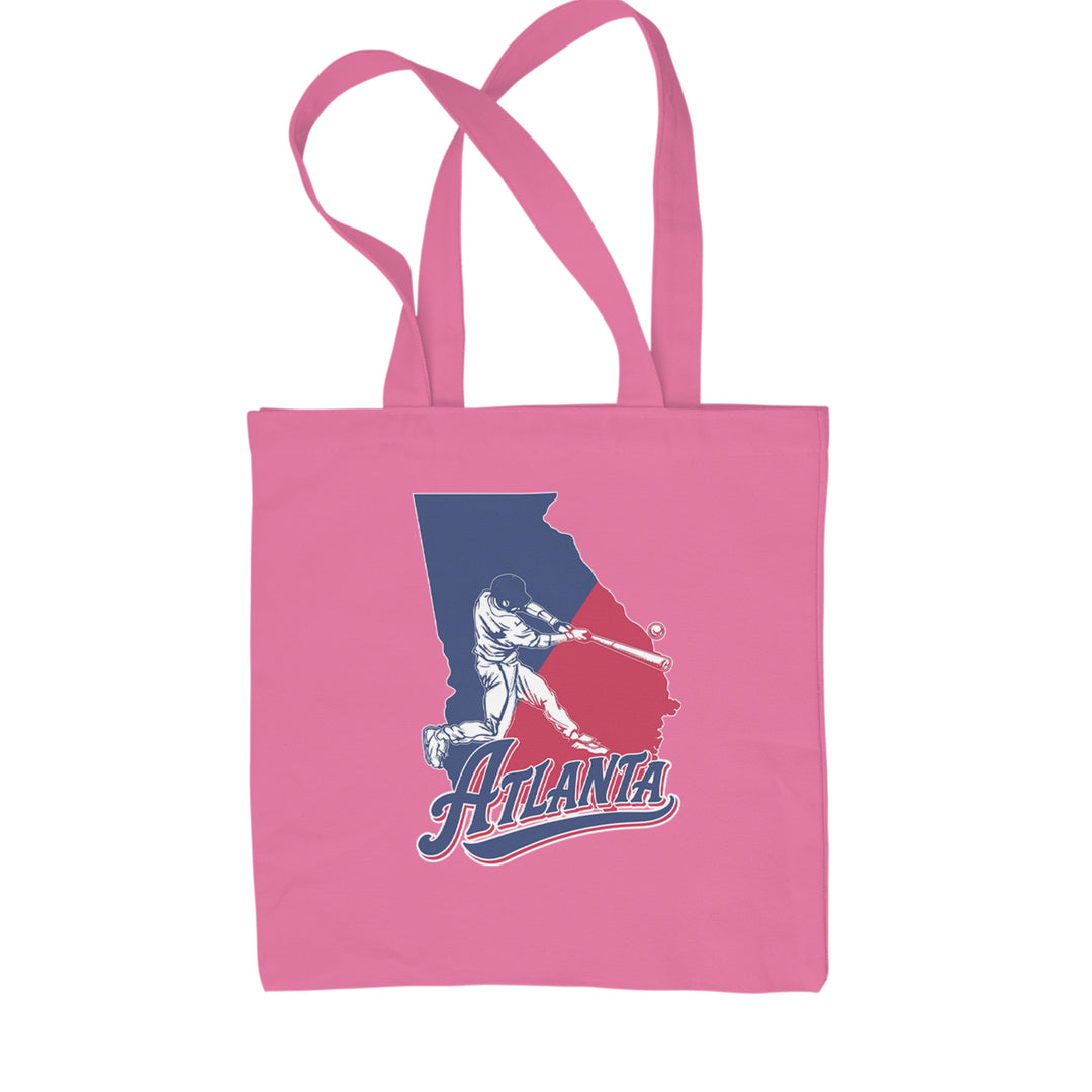 Atlanta Georgia Batter Up Shopping Tote Bag Pink