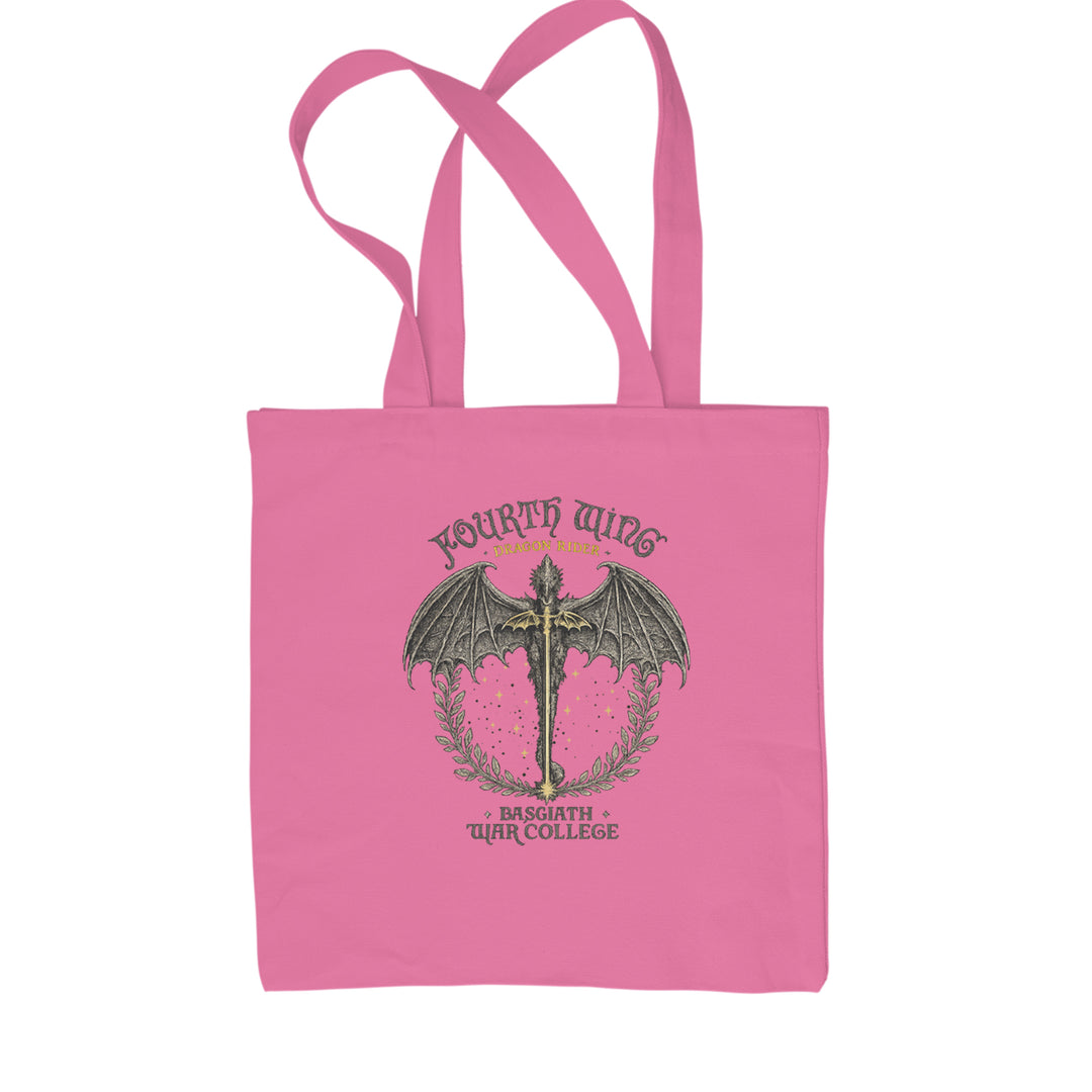 Fourth Wing Dragon Rider Vintage Basgiath War College Shopping Tote Bag Pink