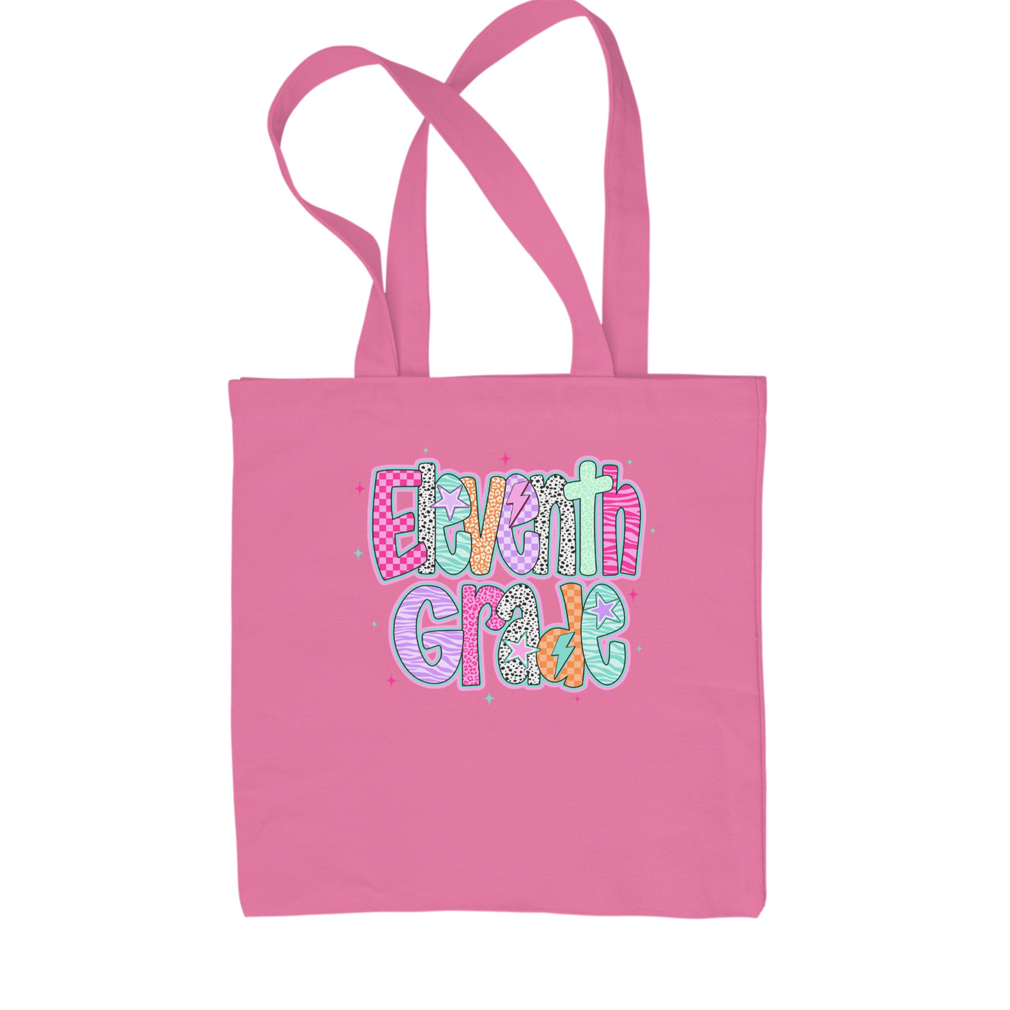 Eleventh Grade Extra Colorful Back to School Shopping Tote Bag Pink