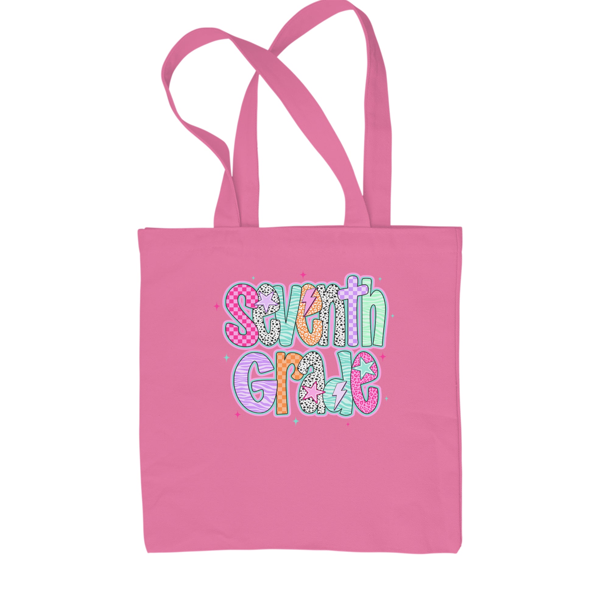Seventh Grade Swagger Colorful Back to School Shopping Tote Bag Pink