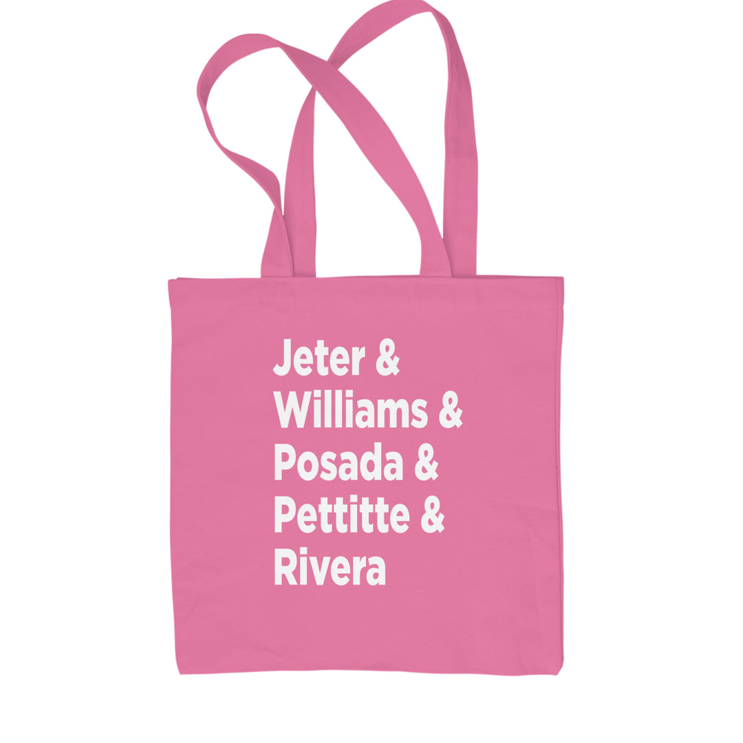 Jeter & Williams & Posada & Pettitte & Rivera Shopping Tote Bag Pink