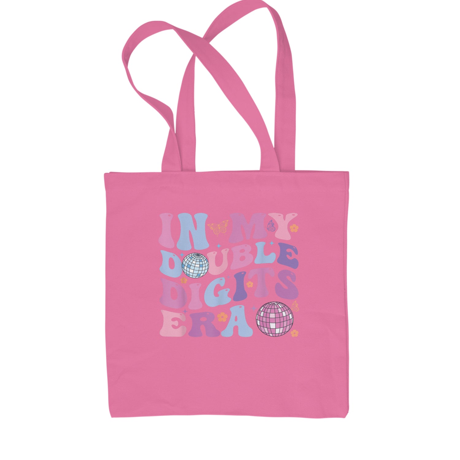 In My Double Digits Era Retro 10 Year Old 10th Birthday Shopping Tote Bag Pink