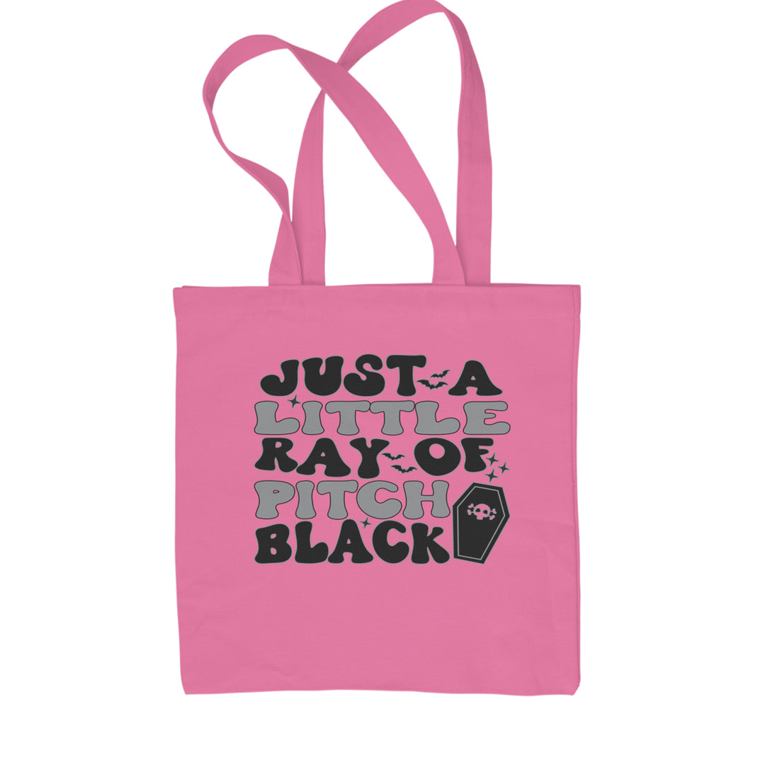 Just A Little Ray of Pitch Black Shopping Tote Bag Pink