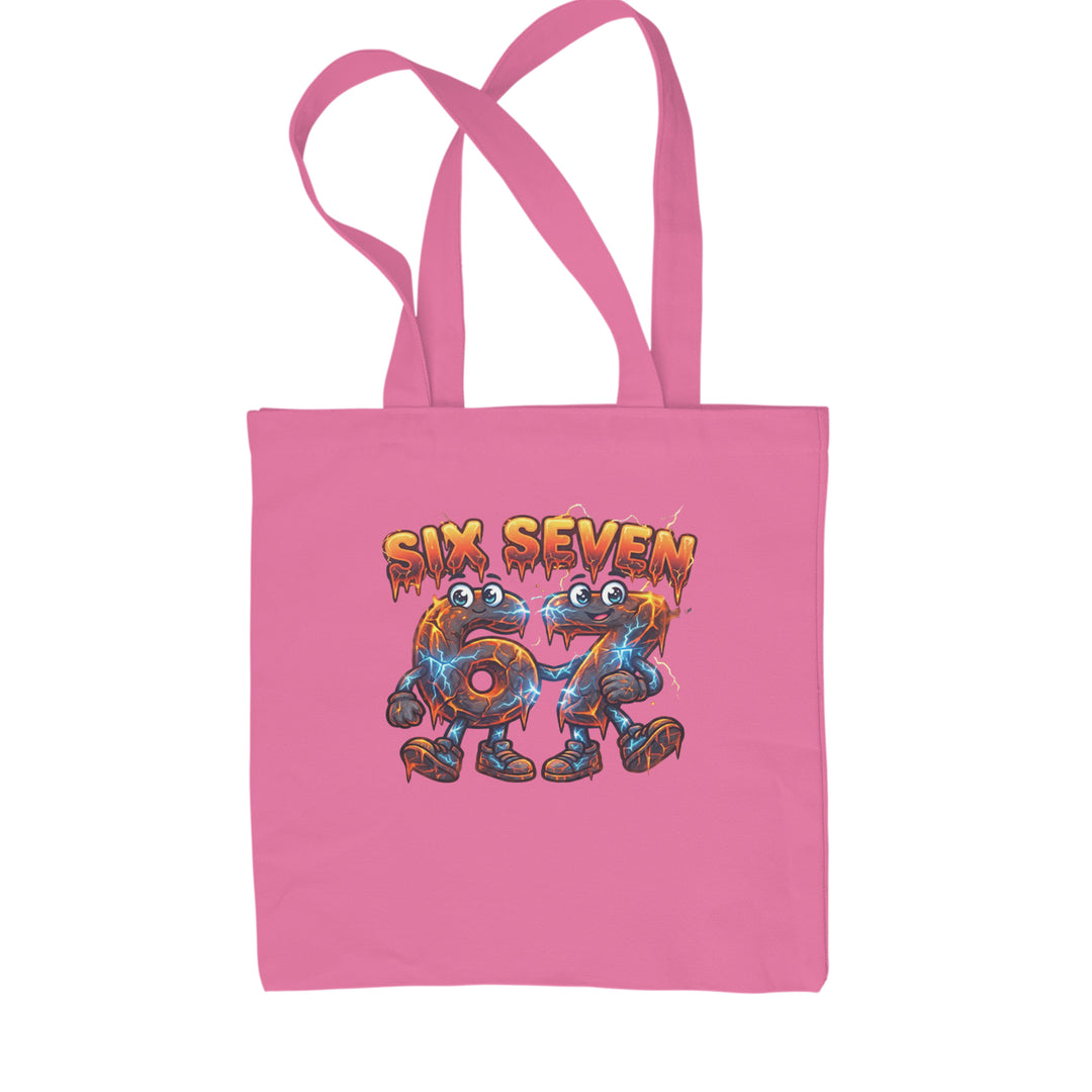 67 Lava Lightning Six Seven Meme Shopping Tote Bag Pink