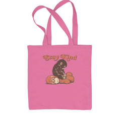 Punch Stay Kind Macaque Shopping Tote Bag Pink