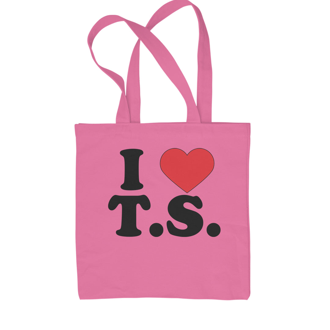 I Heart T.S. Concert Music Lover  Shopping Tote Bag Pink