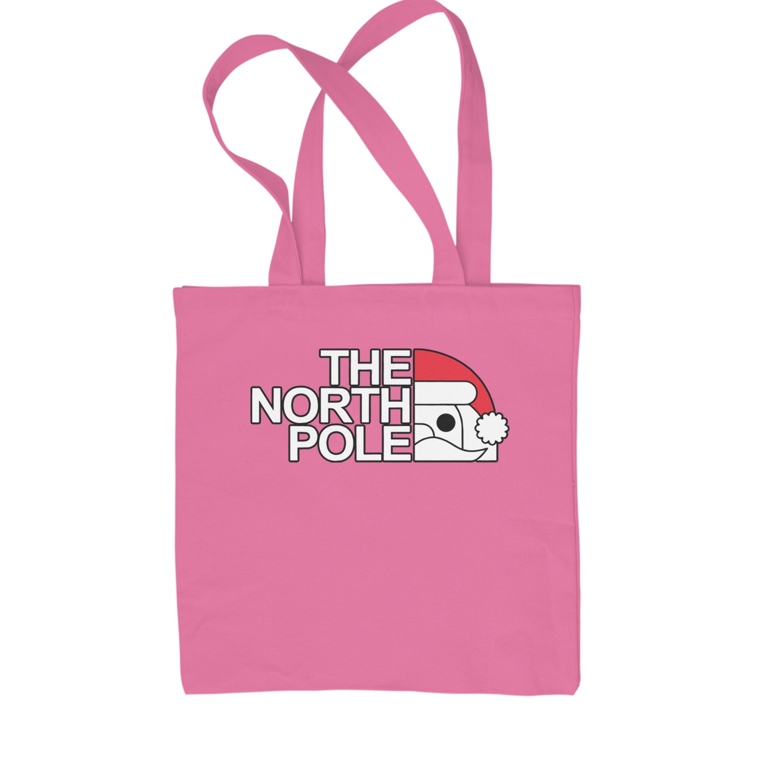 The North Pole Santa Face Shopping Tote Bag Pink