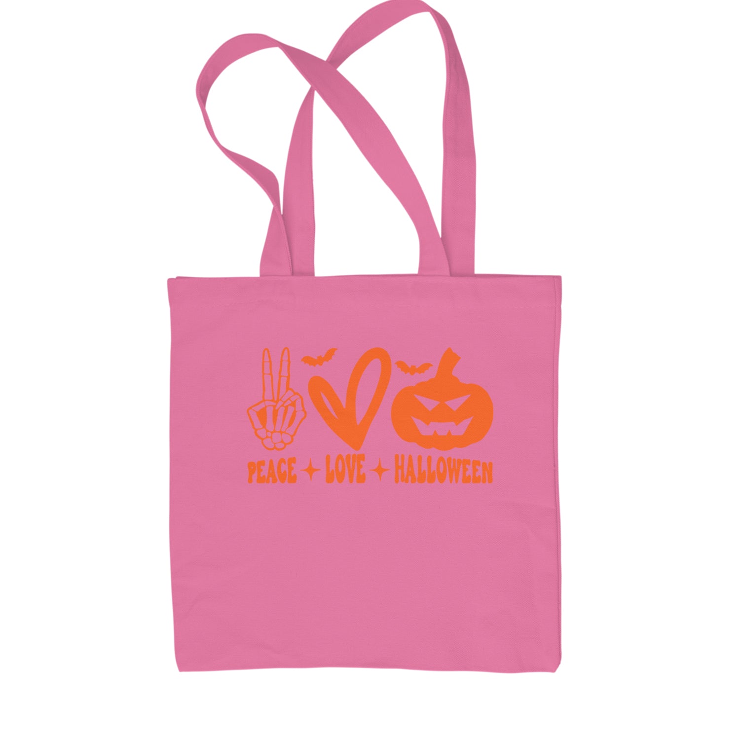 Peace, Love and Halloween Shopping Tote Bag Pink