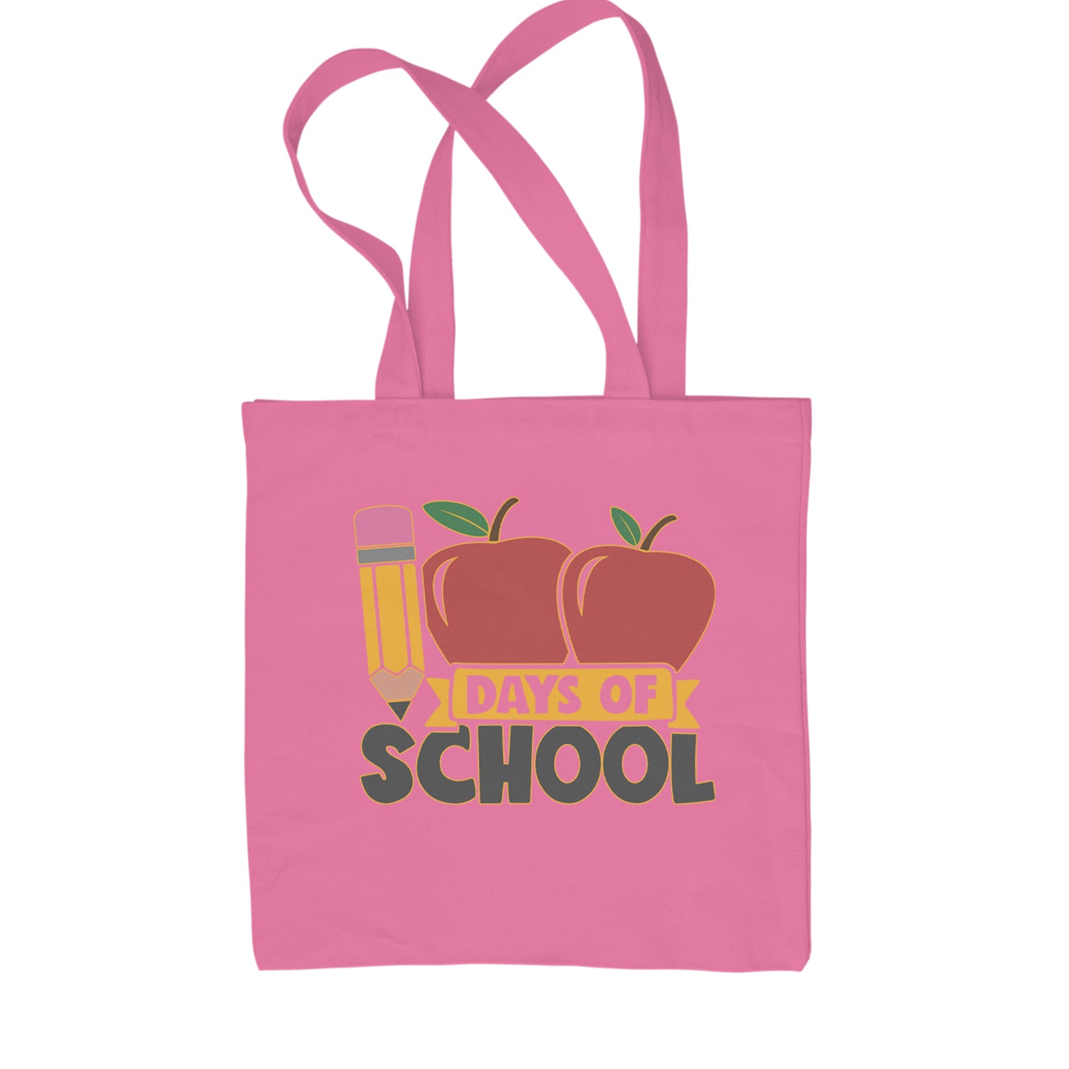 100 Days Of School Apple Pencil Shopping Tote Bag Pink