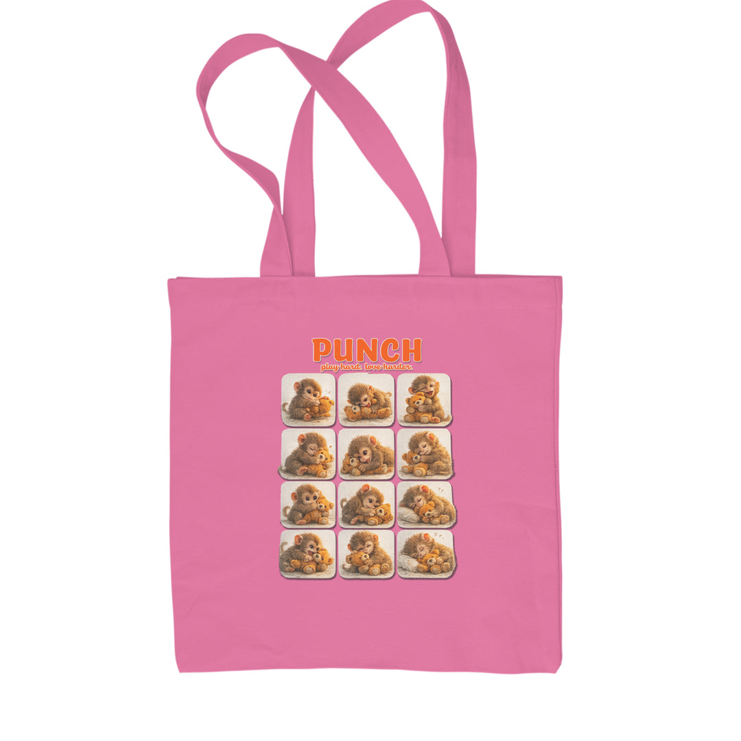 Punch Play Hard Love Harder Shopping Tote Bag Pink