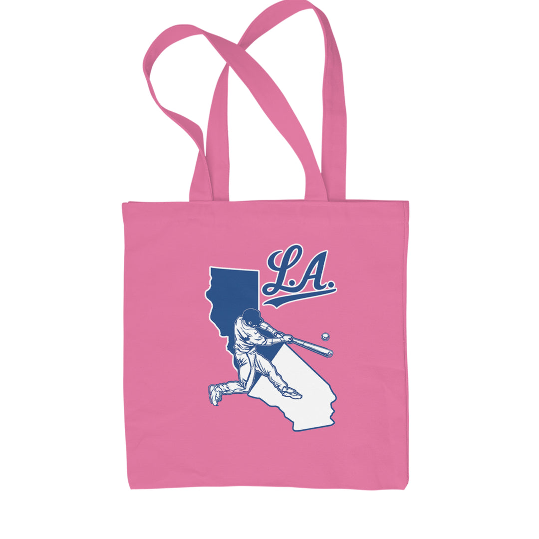 Los Angeles Baseball Batter Up Shopping Tote Bag Pink