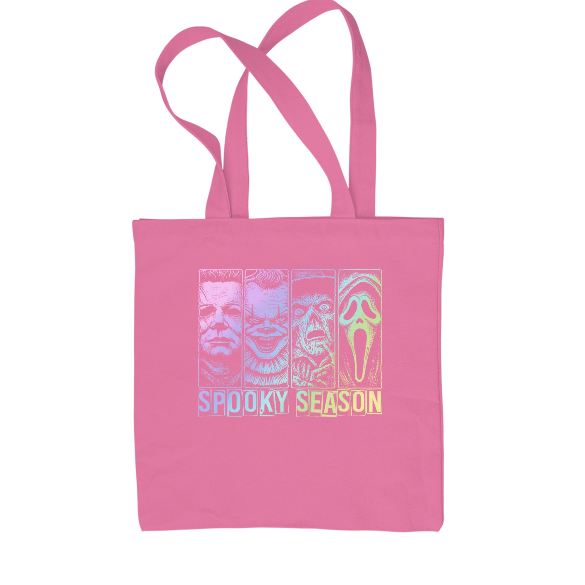 Spooky Season Horror Icons Halloween Shopping Tote Bag Pink