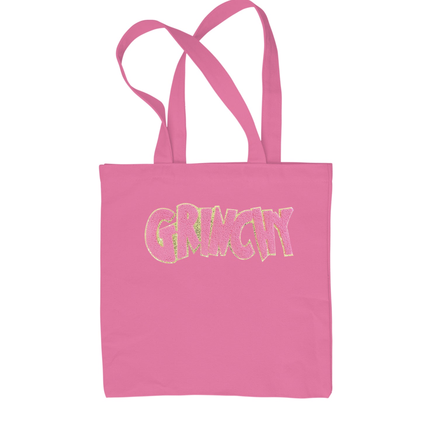 Pink Gr-nchy Chenille Patch Shopping Tote Bag Pink